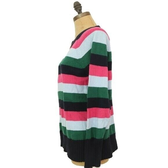 1901 Side Button Sweater Size L Crew Lindsay Stripe Multicolor NWT $79 B44 - Picture 5 of 6